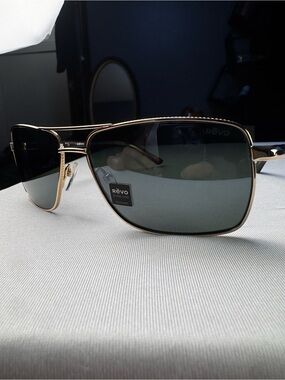 NEW! REVO RAY Shiny Gold POLARIZED Green GLASS Lens Sunglass 1244 04 SG50